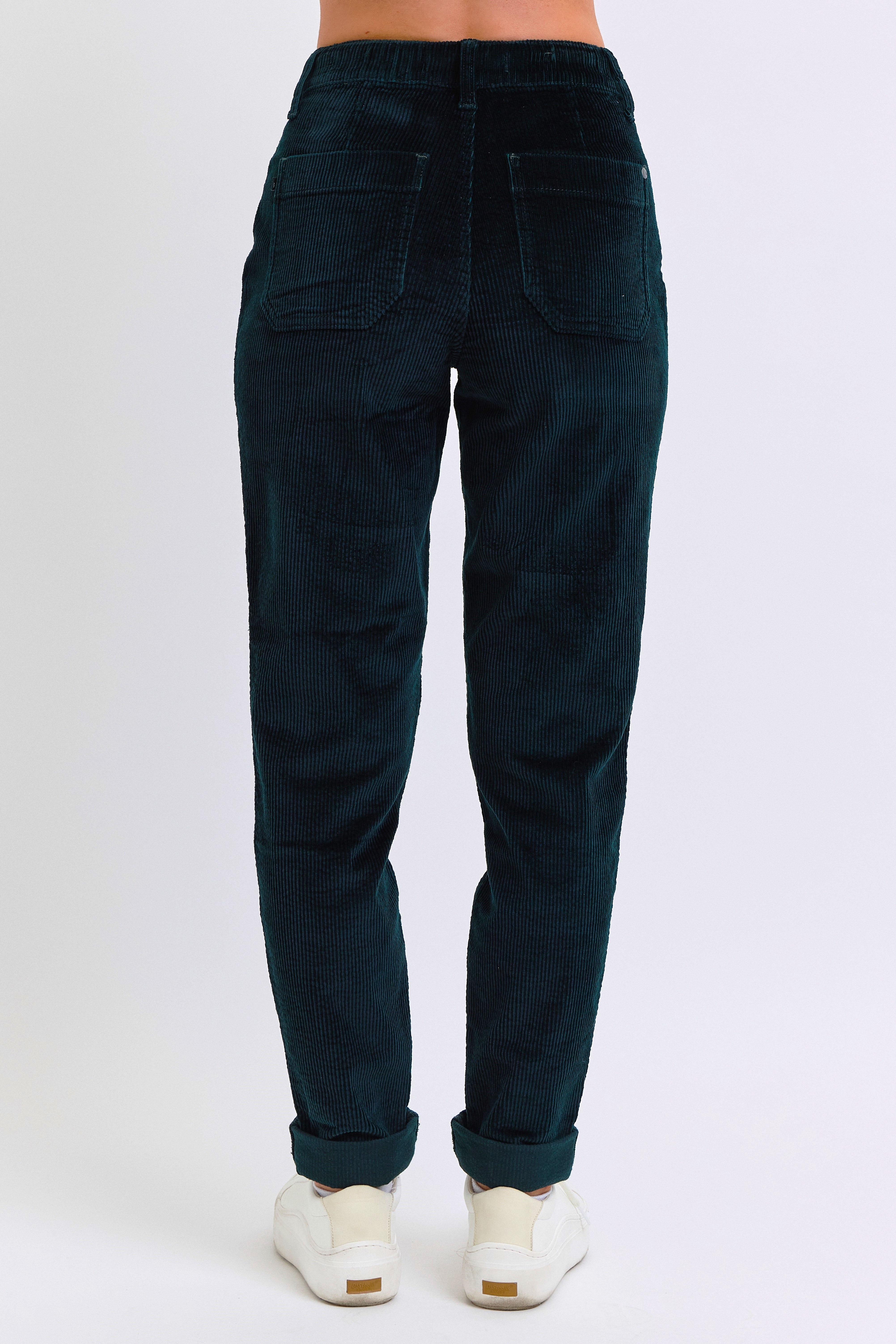 Judy Blue Emerald Green Corduroy Cuffed Jogger Pants