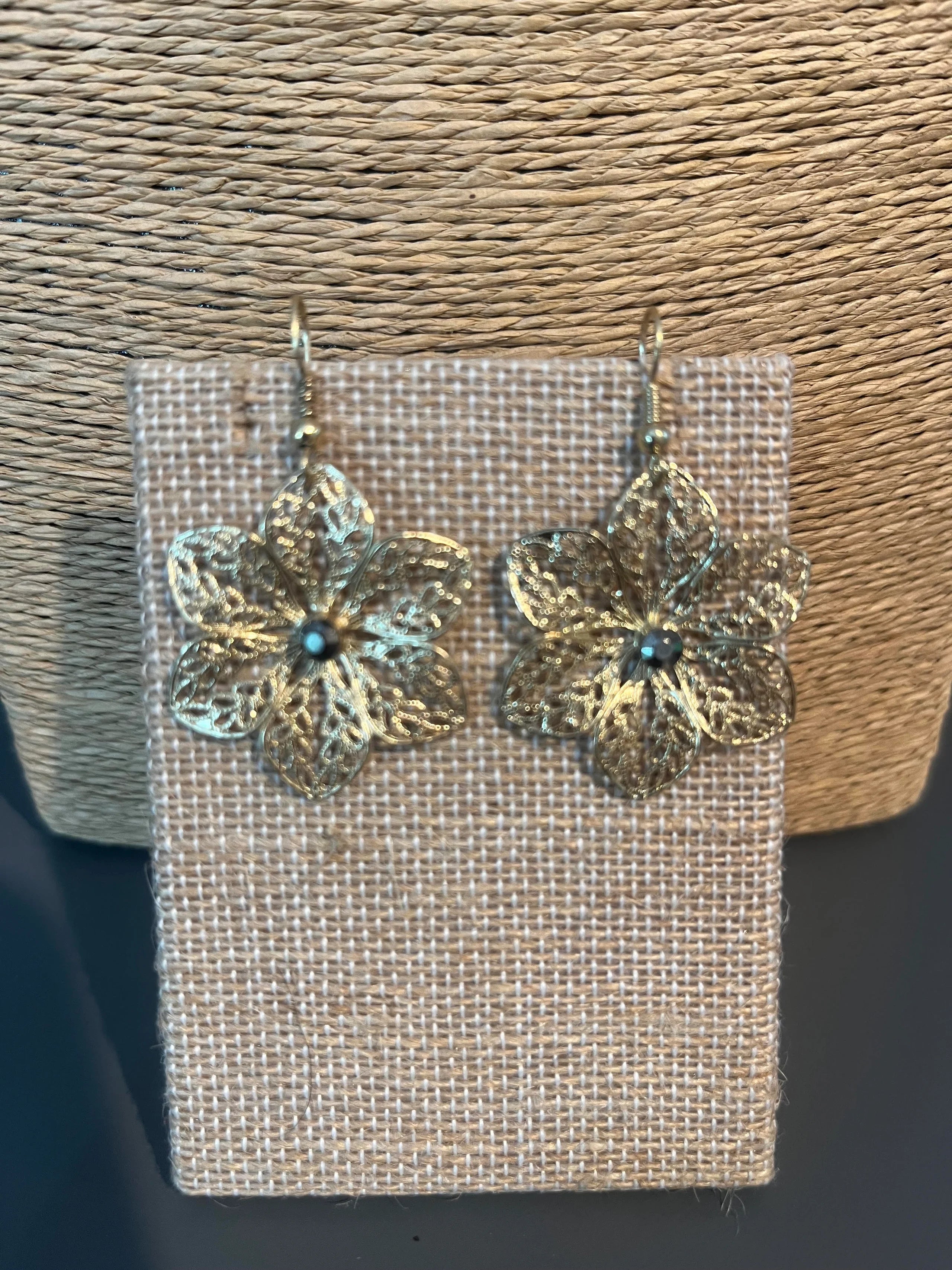 Golden Flower Chain Necklace & Earring Set