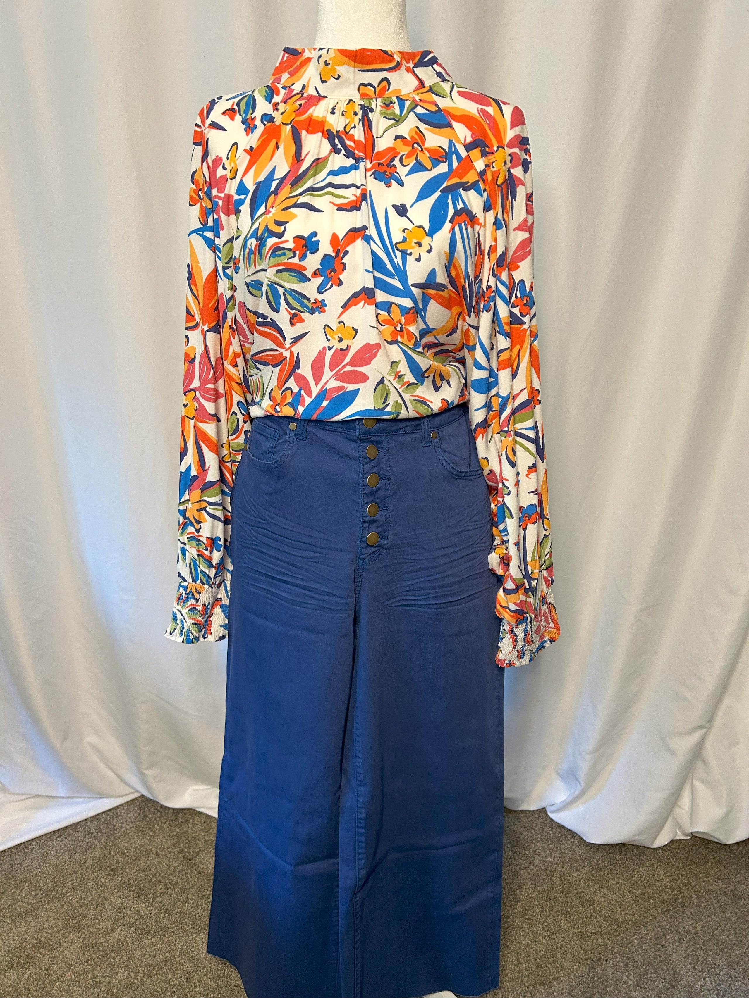 The Wendy Wide Leg Button Down Twill Pants