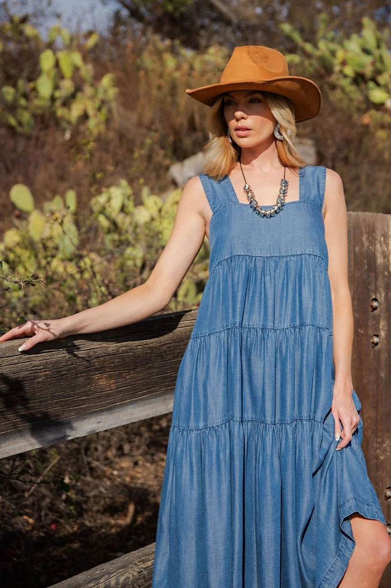 The Diedre Denim Maxi Dress
