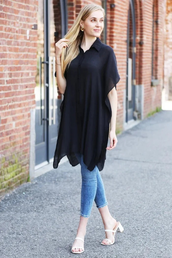 The Haley Oversized Long Sleeveless Button Up Shirt - Assorted Colors