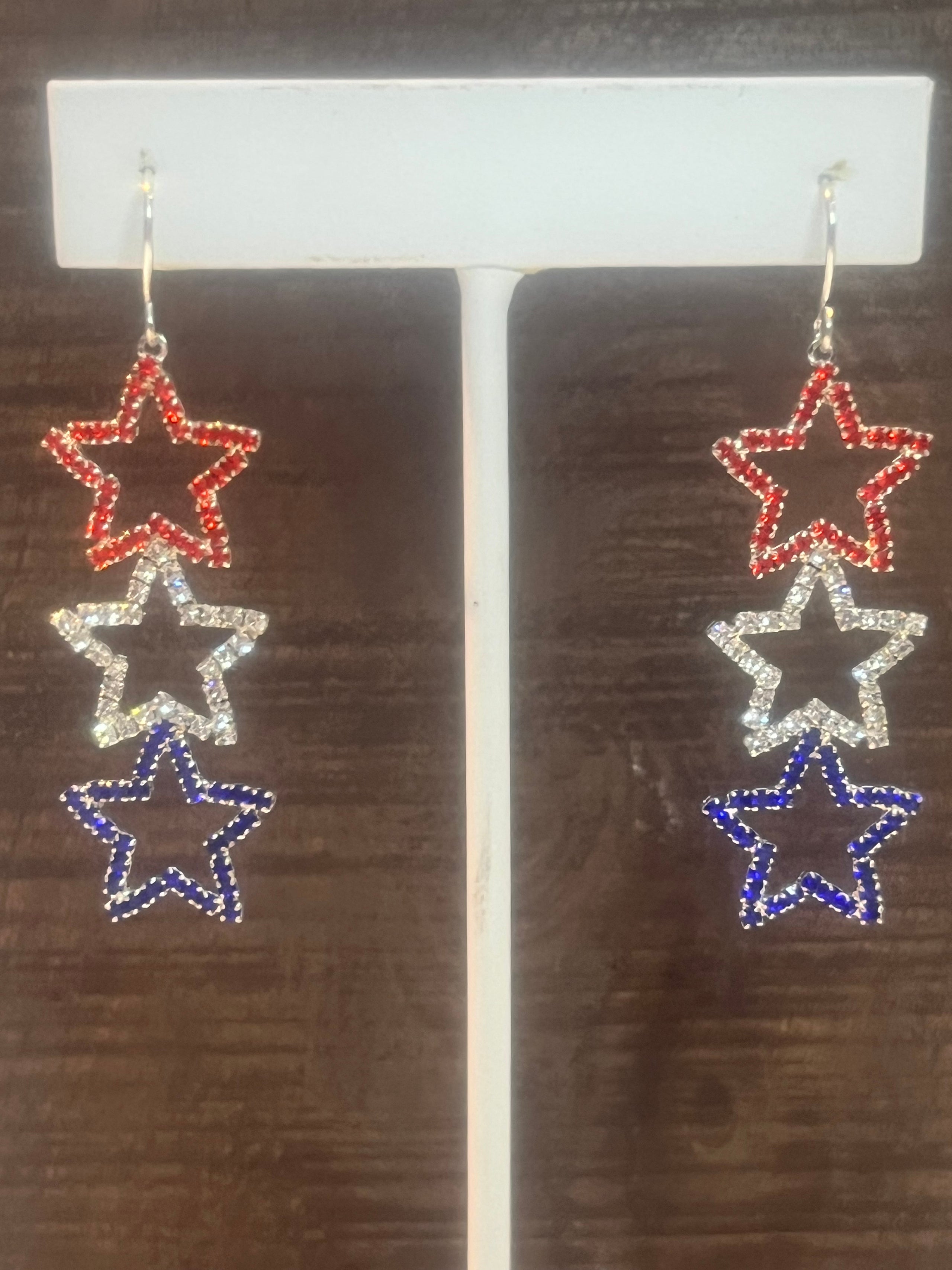 The Stars of America Rhinestone Earrings