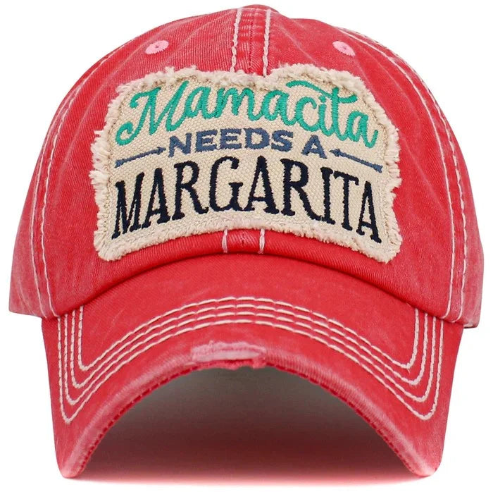 Mamacita Needs A Margarita Washed Vintage Ballcap - Assorted Colors