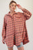 Coral Cream Loose Fit Plaid Shirt