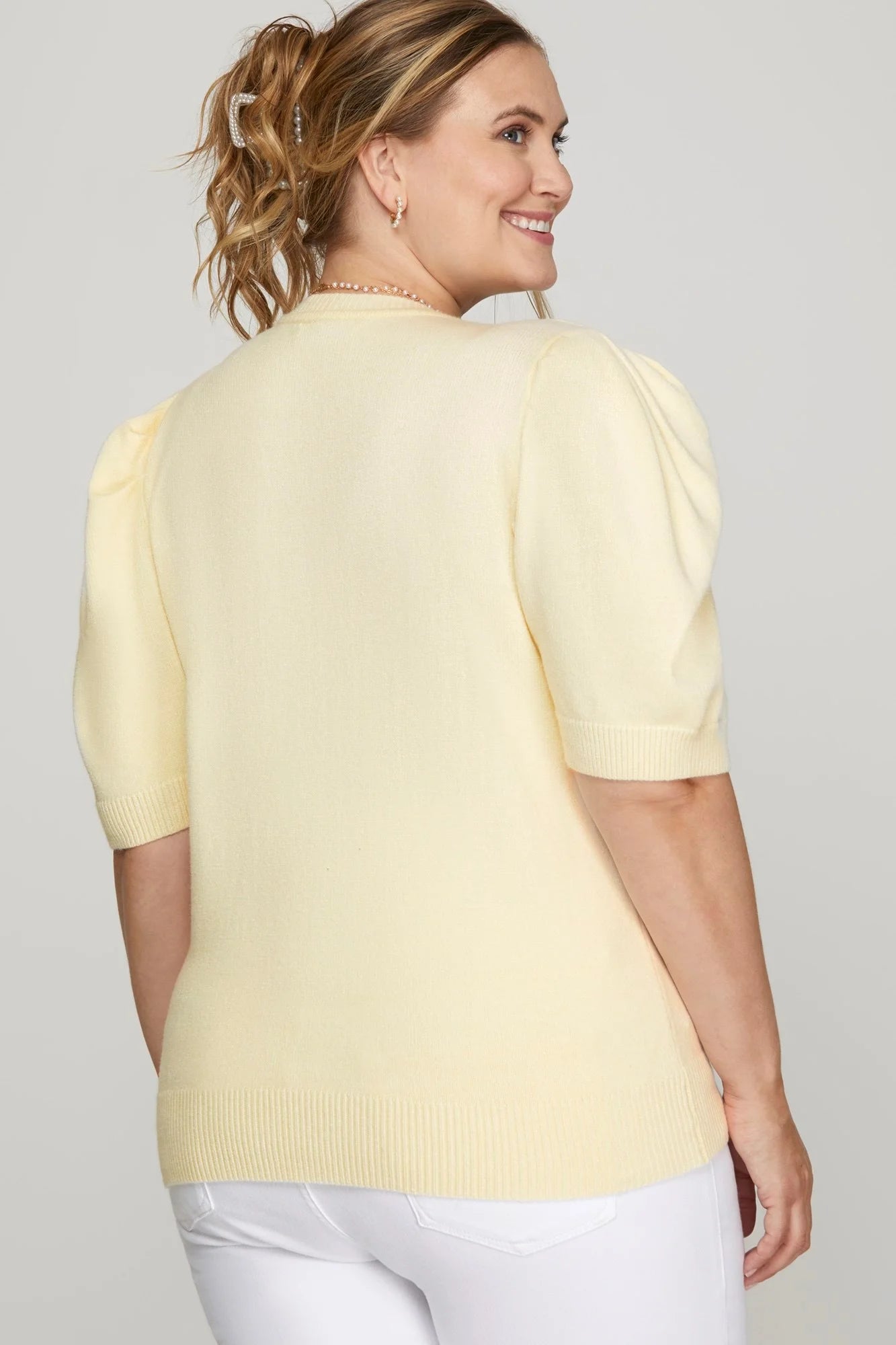 The Ivory Anna Short Sleeve Sweater Top