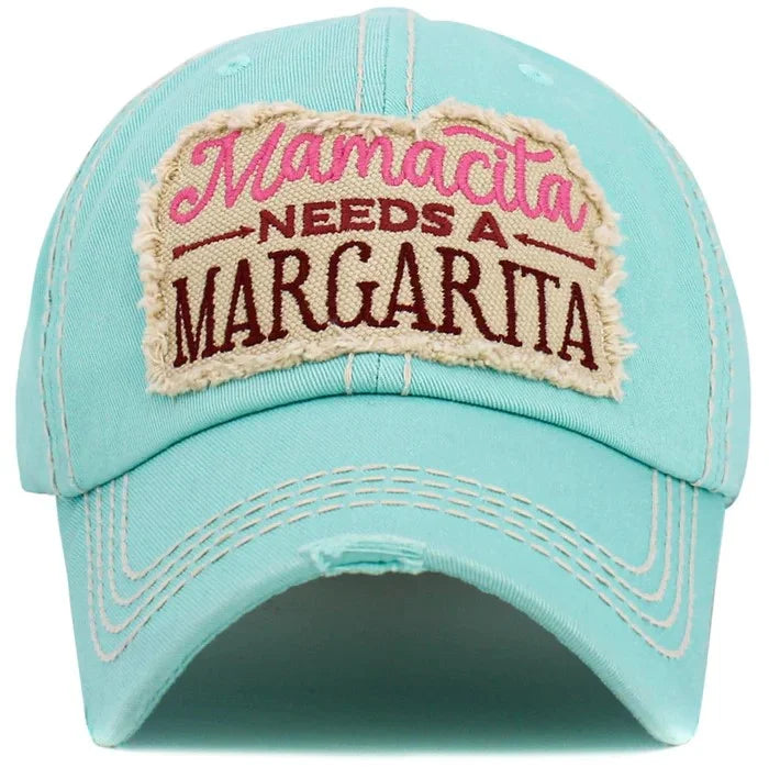 Mamacita Needs A Margarita Washed Vintage Ballcap - Assorted Colors