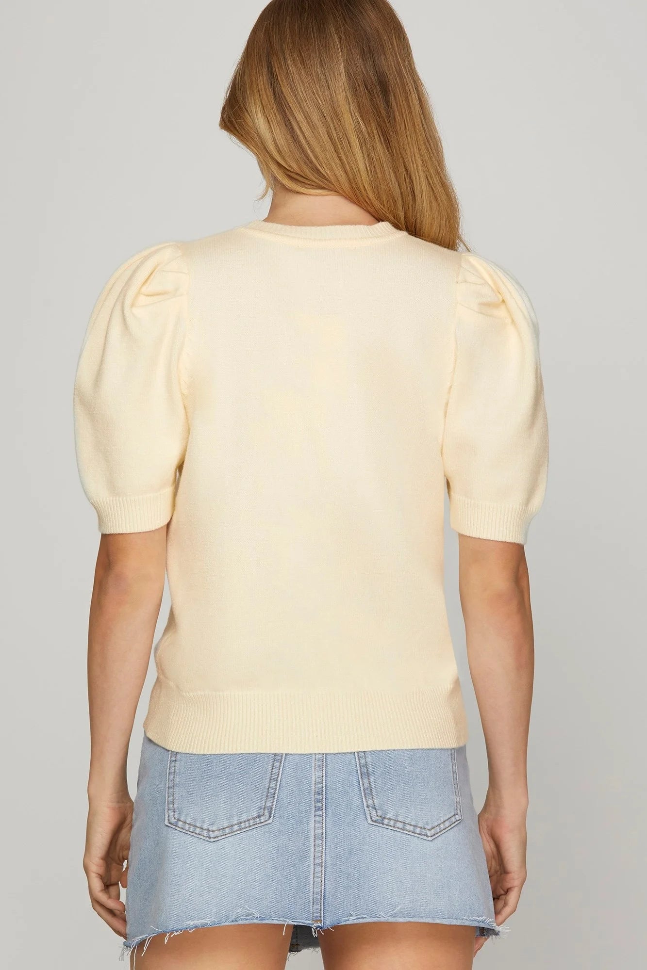 The Ivory Anna Short Sleeve Sweater Top