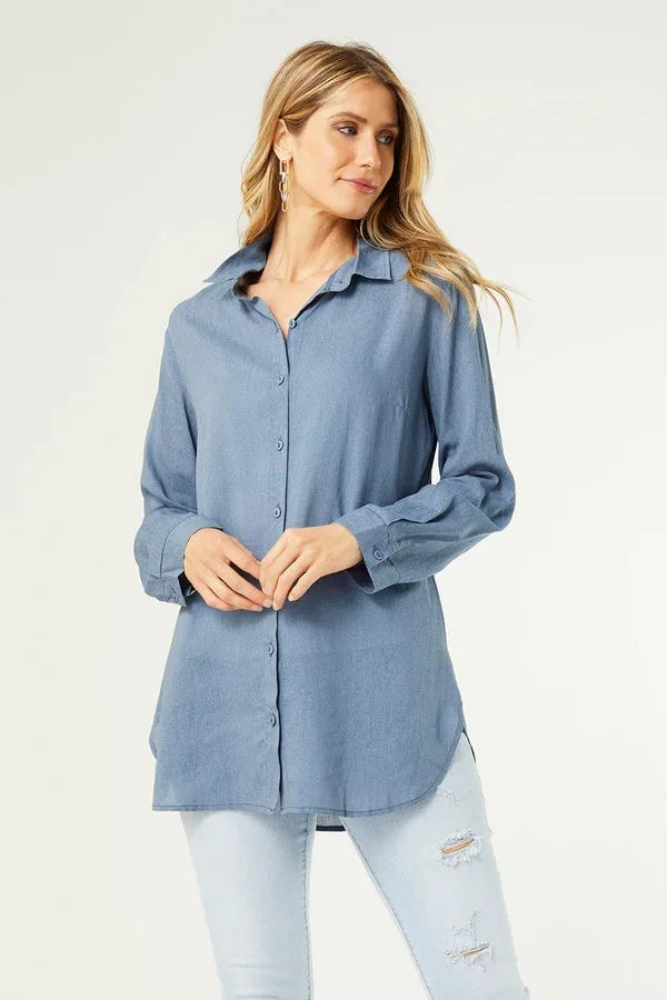 The Kylie Button Down Tunic Top - Assorted Colors