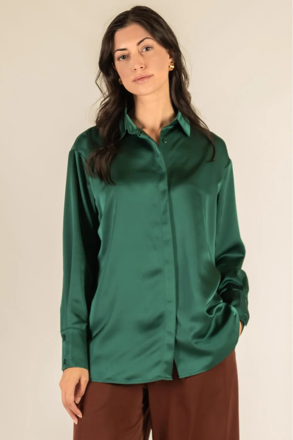 Emerald Green Satin Blouse