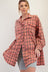 Coral Cream Loose Fit Plaid Shirt
