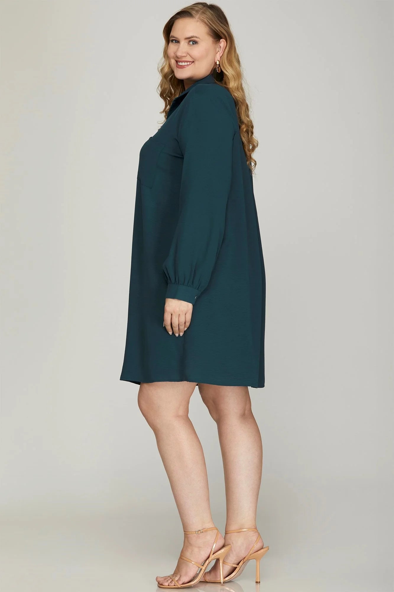 The Angie Long Sleeve Woven Collared Dress