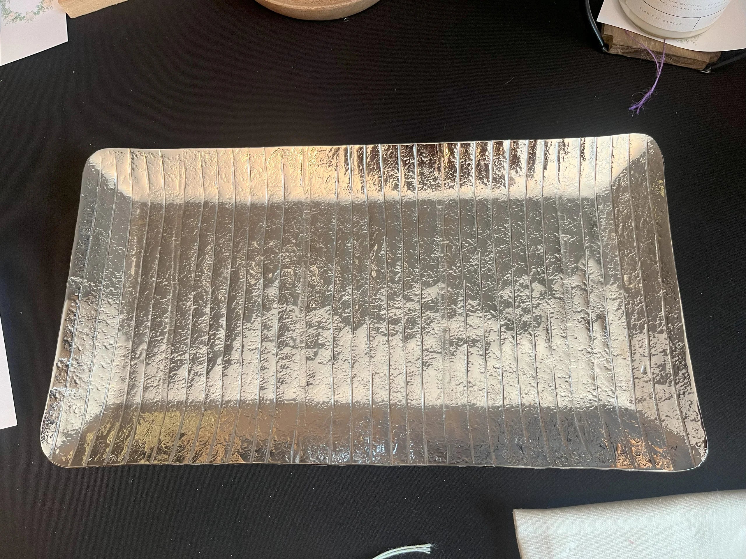Silver Hammered Metal Tray