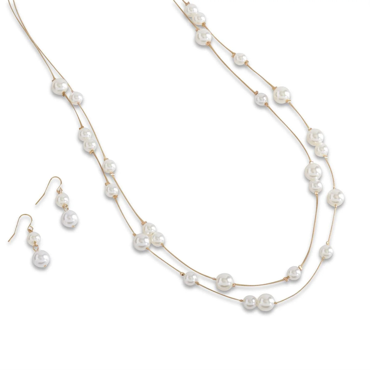 Threading the Pearl Necklace & Earring Set