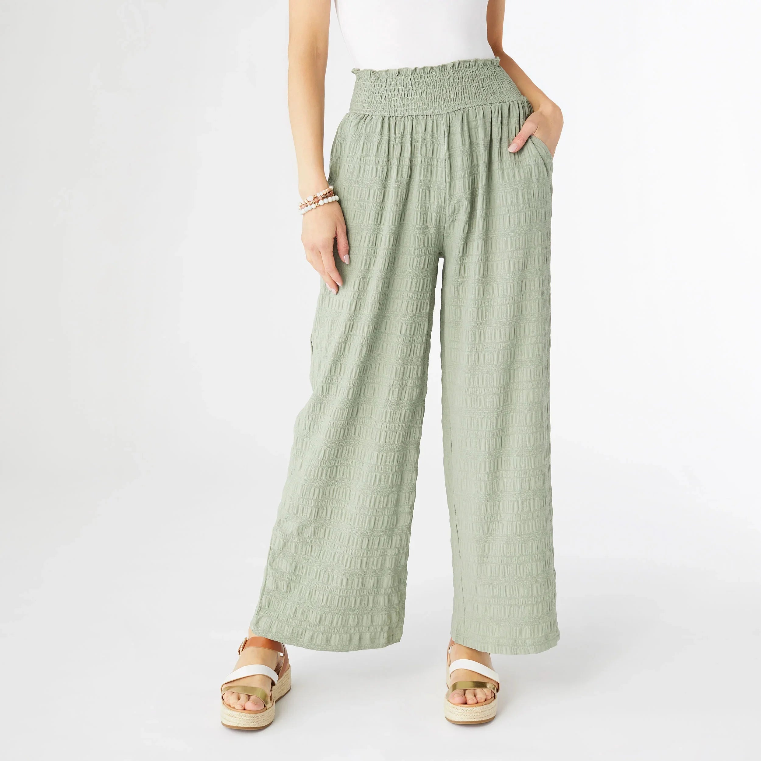 The Lillian Flowy Textured Pants - Assorted Colors