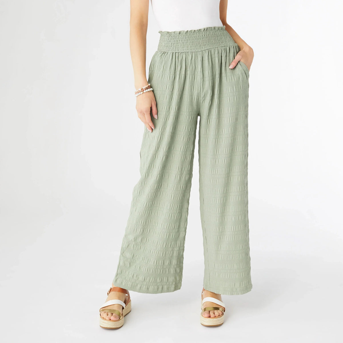 The Lillian Flowy Textured Pants - Assorted Colors