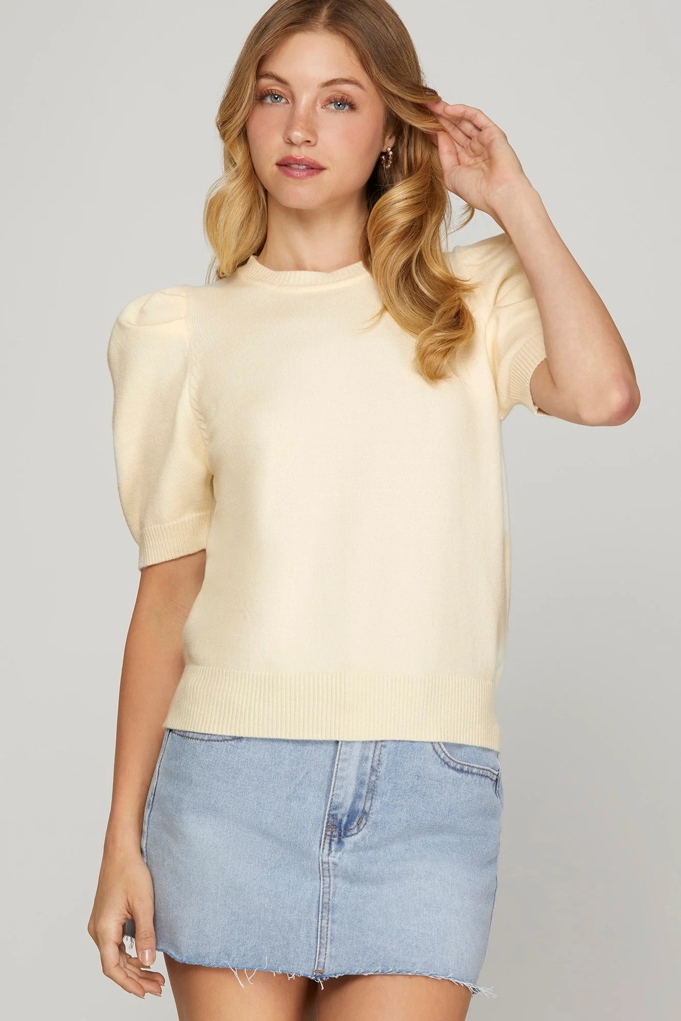 The Ivory Anna Short Sleeve Sweater Top