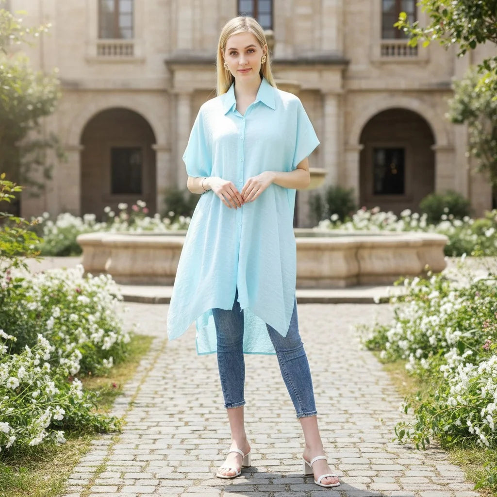 The Haley Oversized Long Sleeveless Button Up Shirt - Assorted Colors