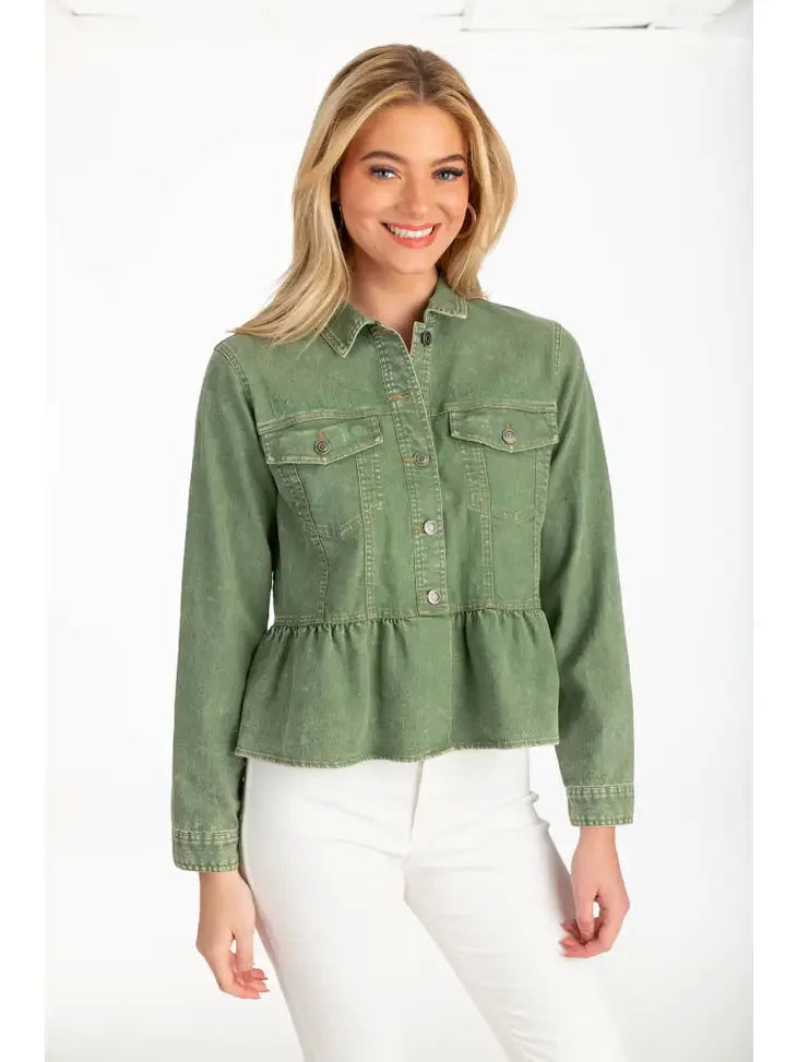 The Peplum Denim Jacket - Assorted Colors