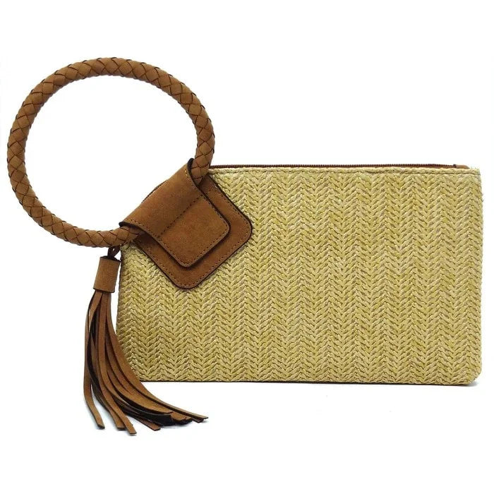 The Tracie Straw Wristlet/Clutch with Tassel - Assorted Colors