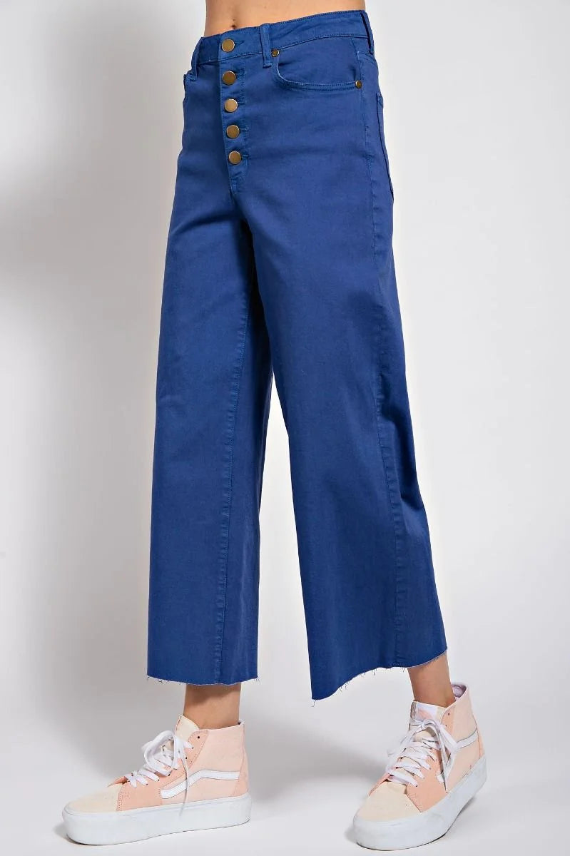 The Wendy Wide Leg Button Down Twill Pants