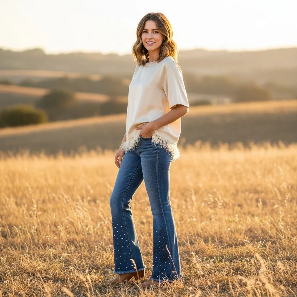 The Bella Rhinestone Denim Jeans