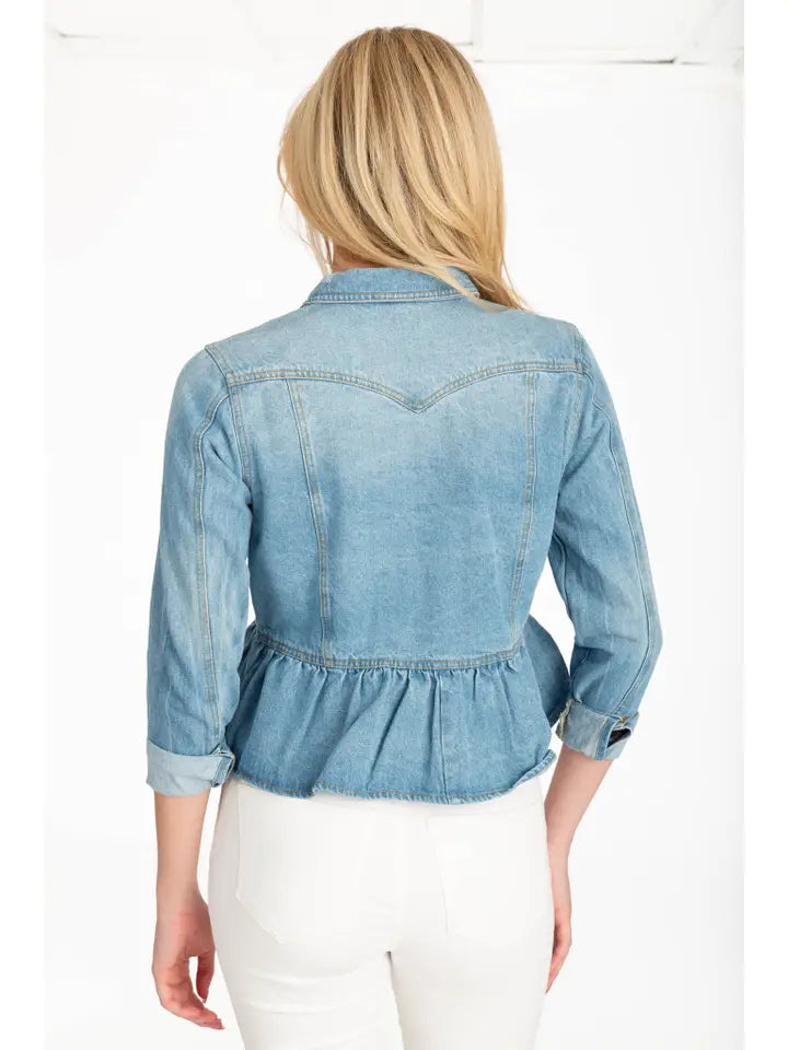 The Peplum Denim Jacket - Assorted Colors