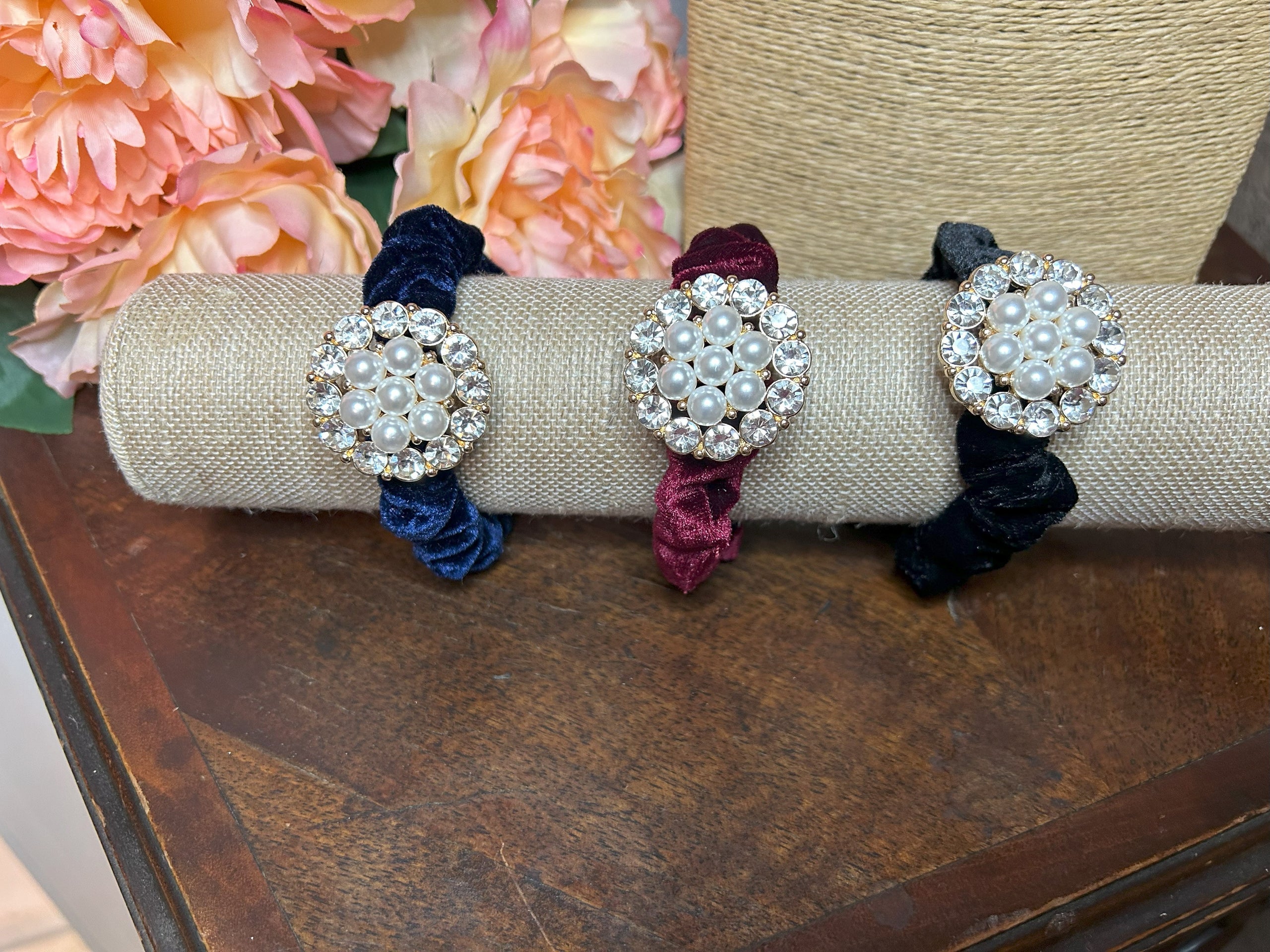 Velvet Pearl Bracelet Hair Bands