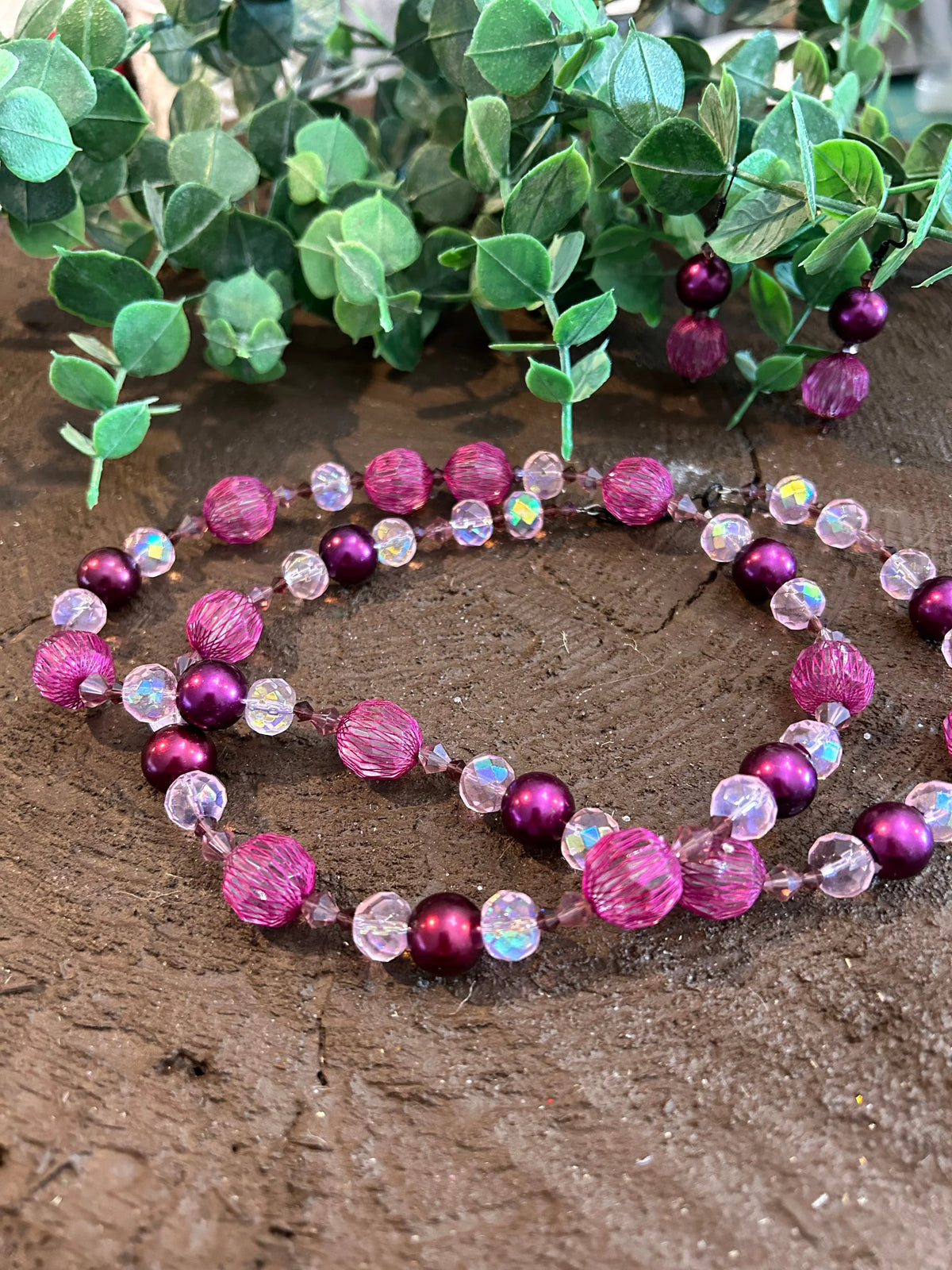 Raspberry Sorbet Necklace and Earring Set