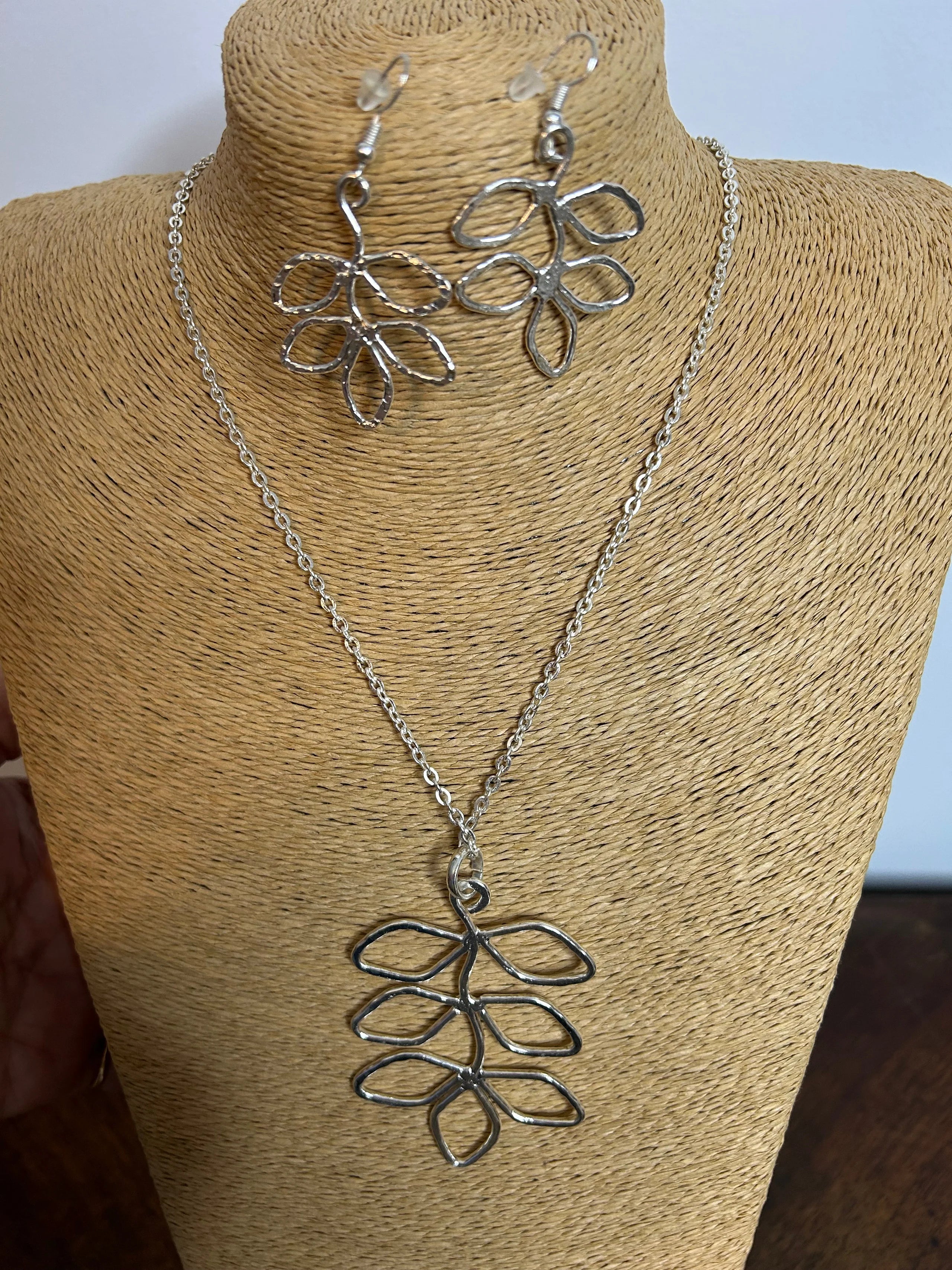 Leaves of Silver Earrings & Necklace