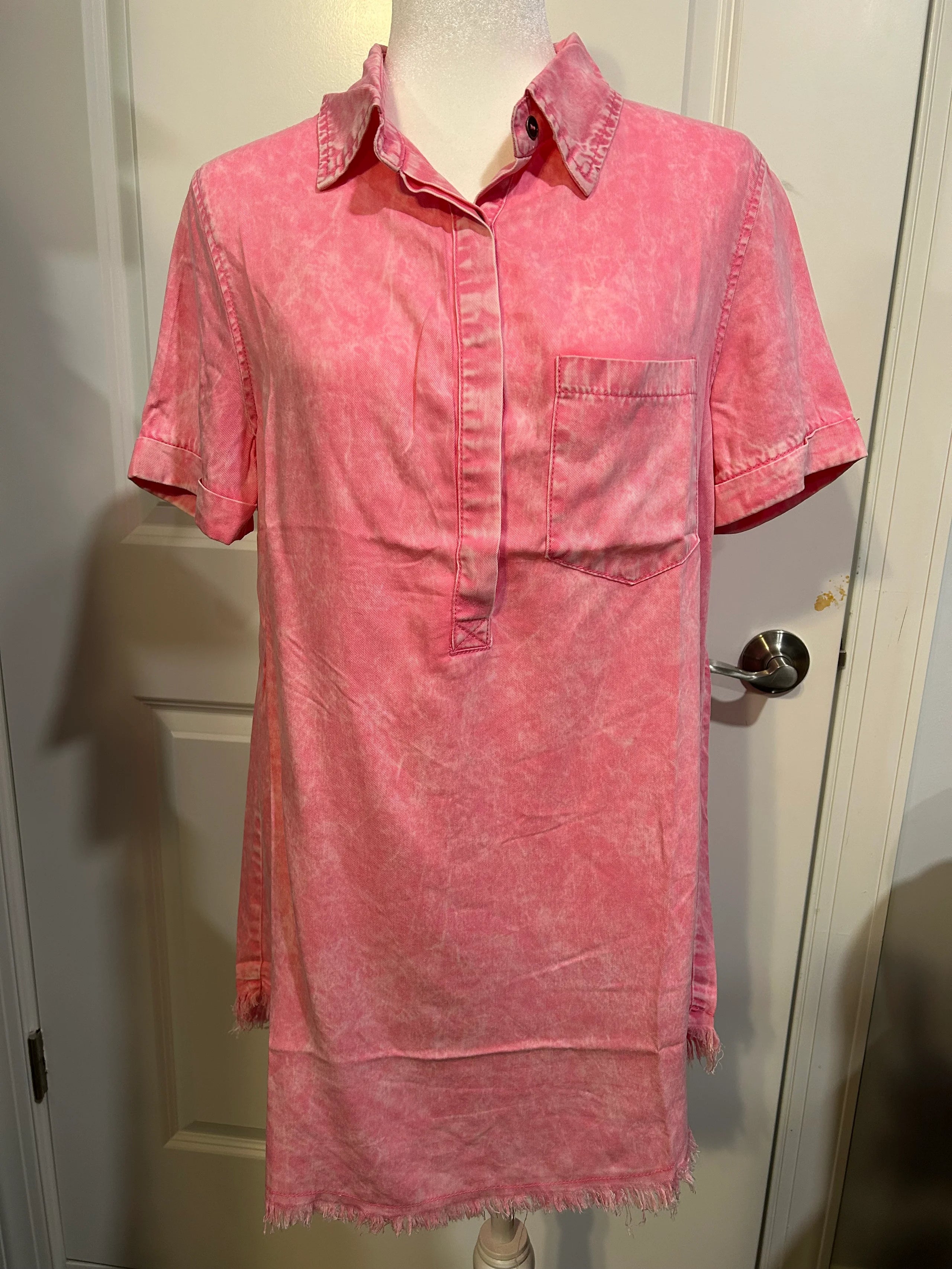 Hot Pink Love Distressed Tunic