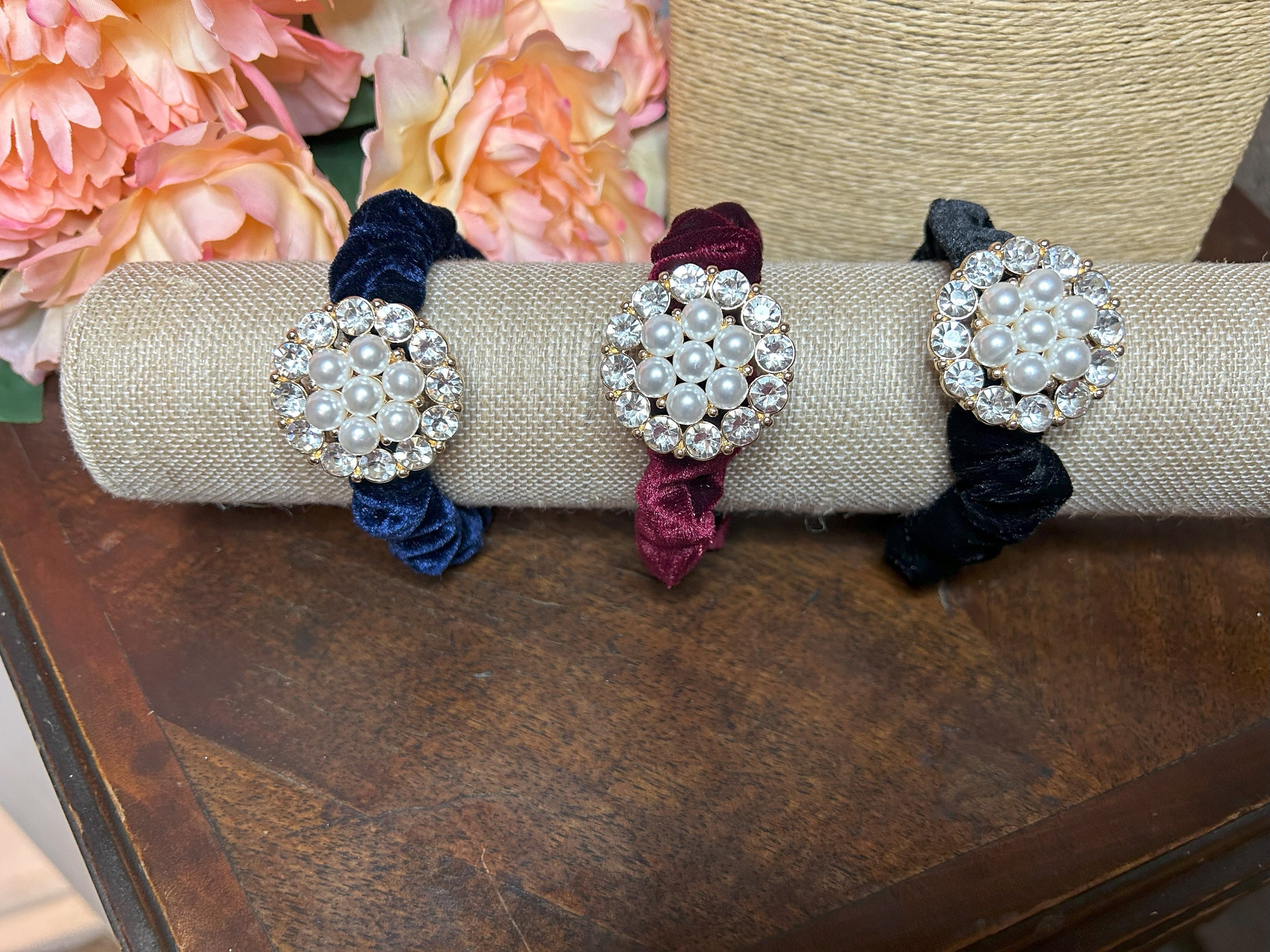 Velvet Pearl Bracelet Hair Bands