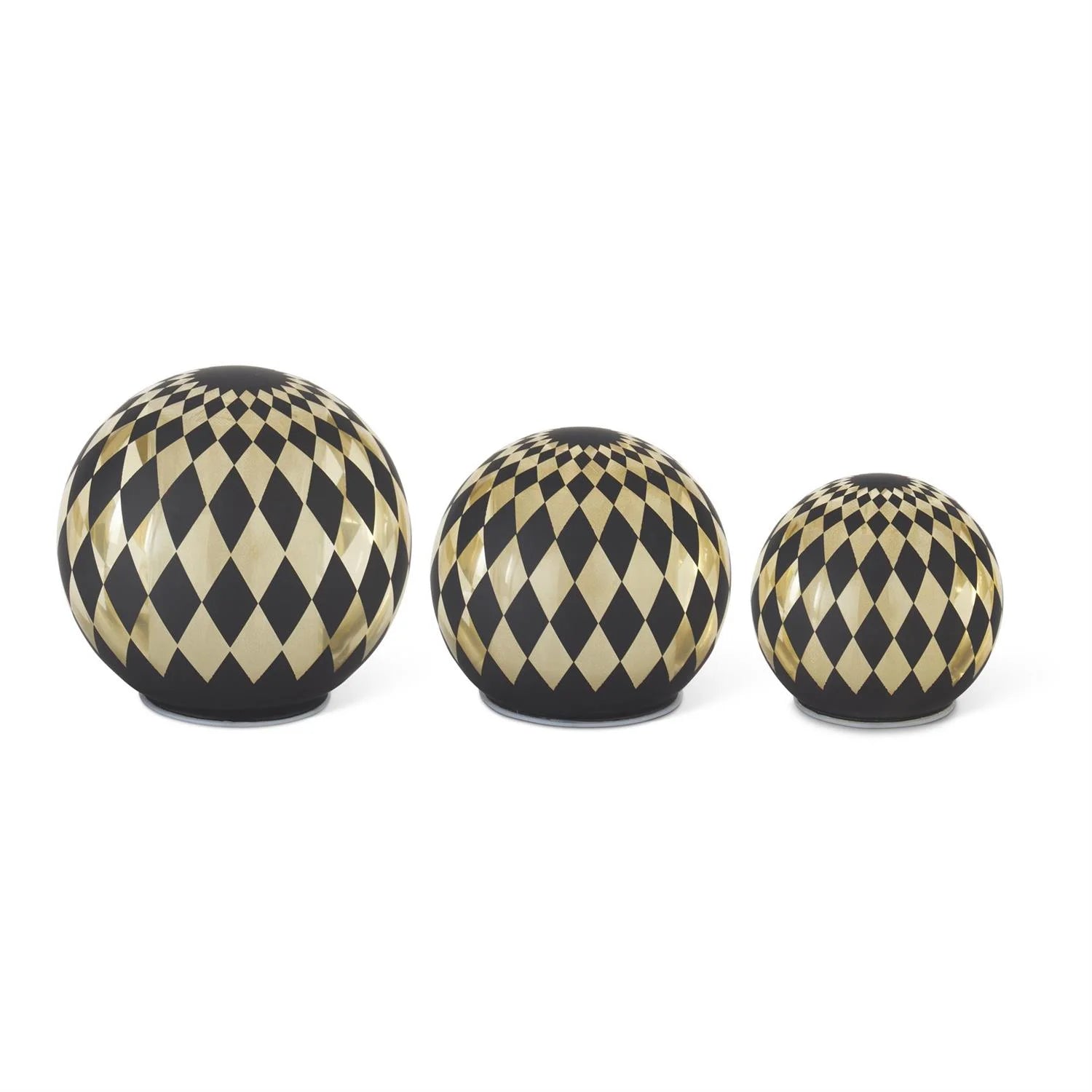 Black & Gold Laser Engraved Harlequin Lights - Set of 3