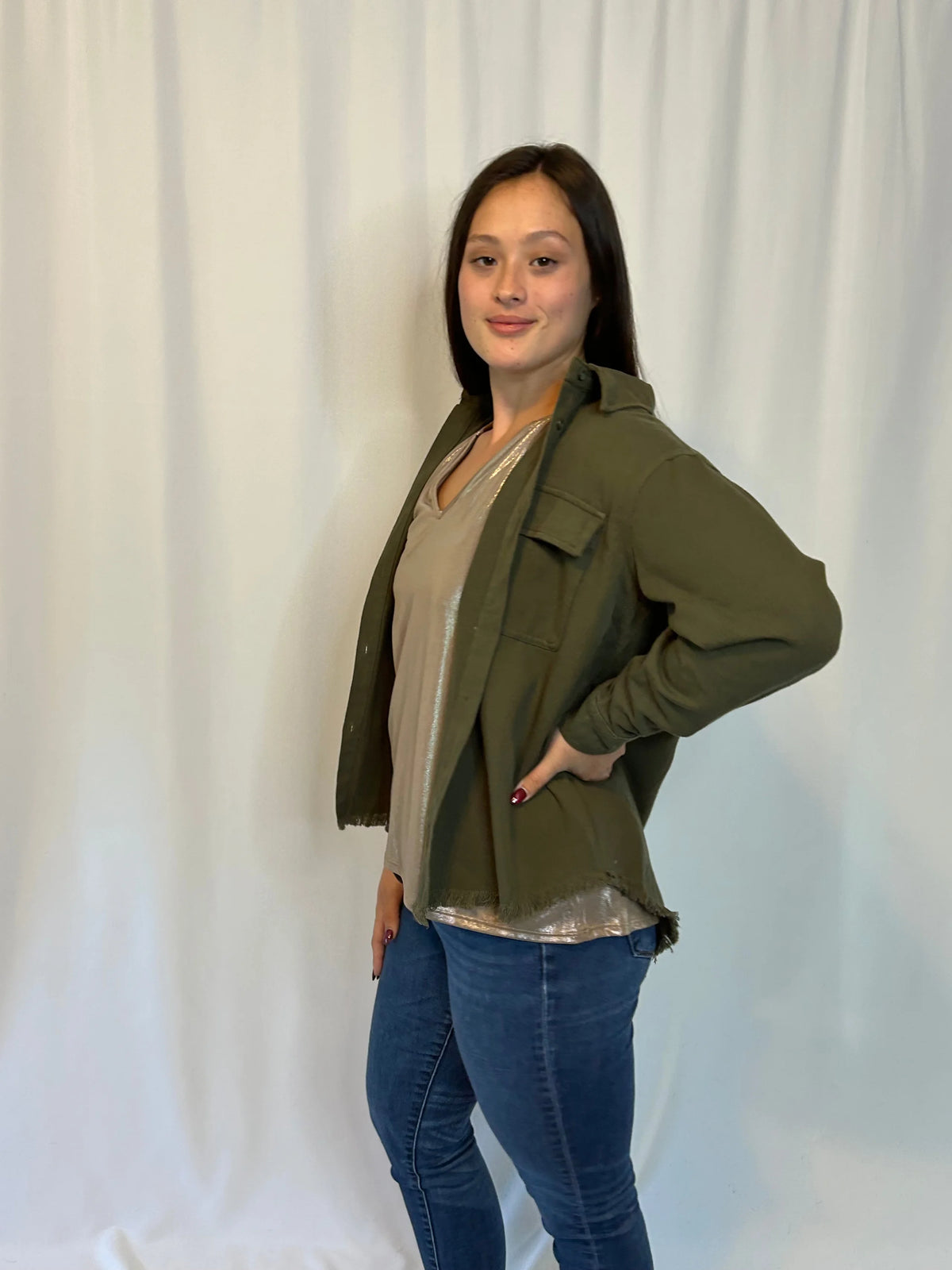 The Denim Edge Olive Jacket