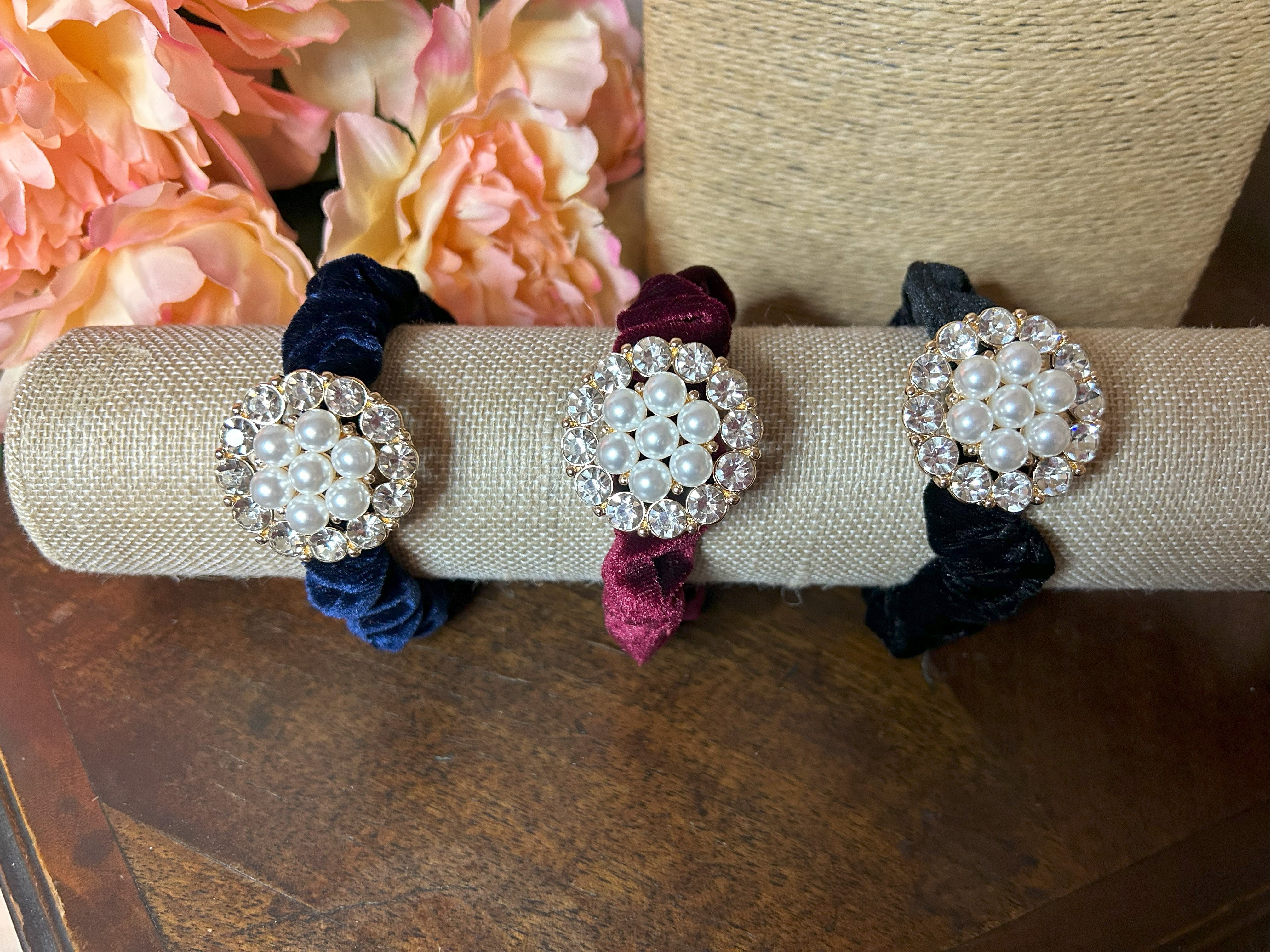 Velvet Pearl Bracelet Hair Bands