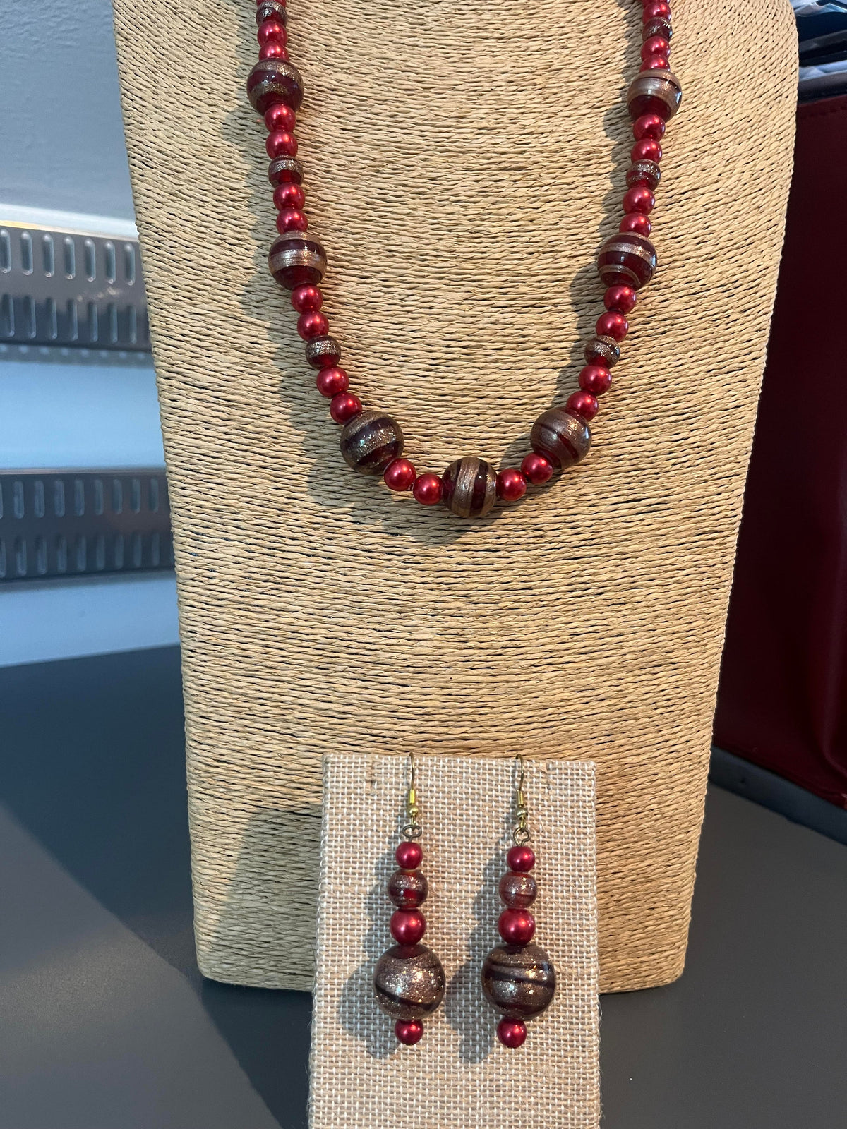 The Red Velvet Necklace & Earring Set