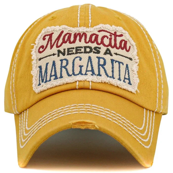 Mamacita Needs A Margarita Washed Vintage Ballcap - Assorted Colors