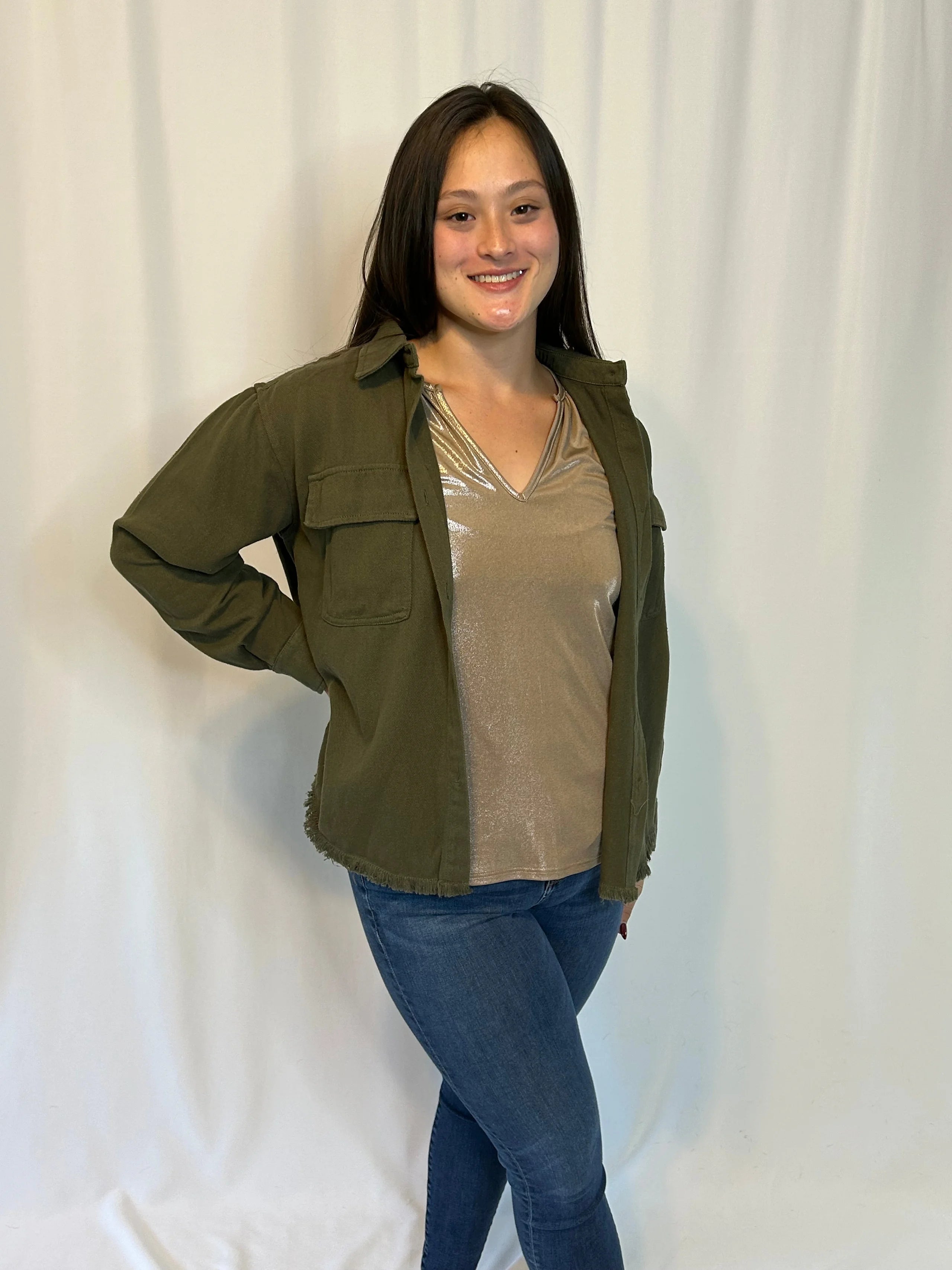The Denim Edge Olive Jacket