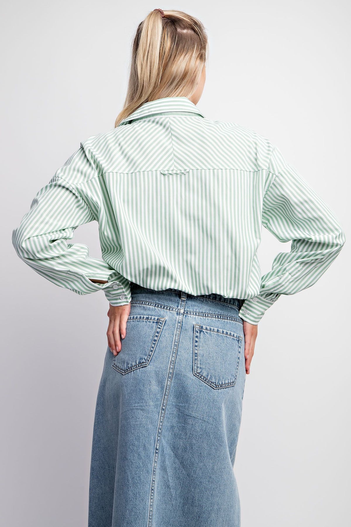 The Nina Stripe Button-Down Shirt - Plus Sizes