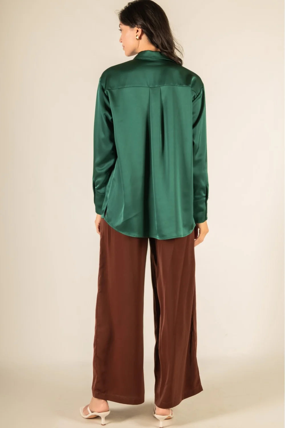 Emerald Green Satin Blouse