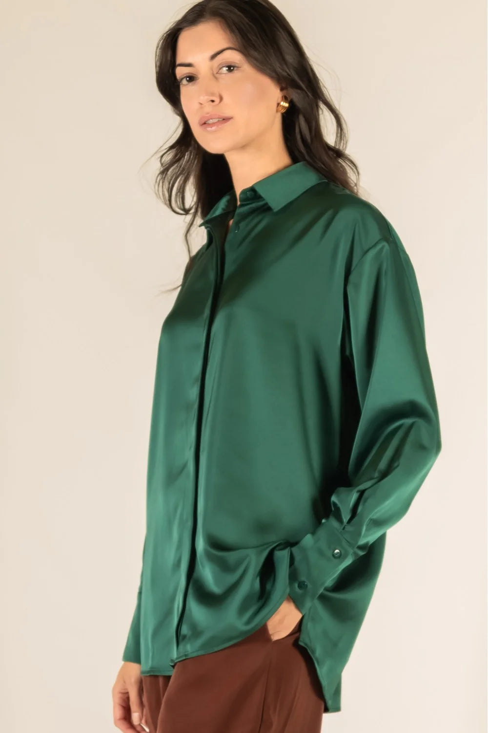 Emerald Green Satin Blouse