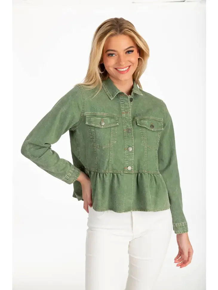 The Peplum Denim Jacket - Assorted Colors
