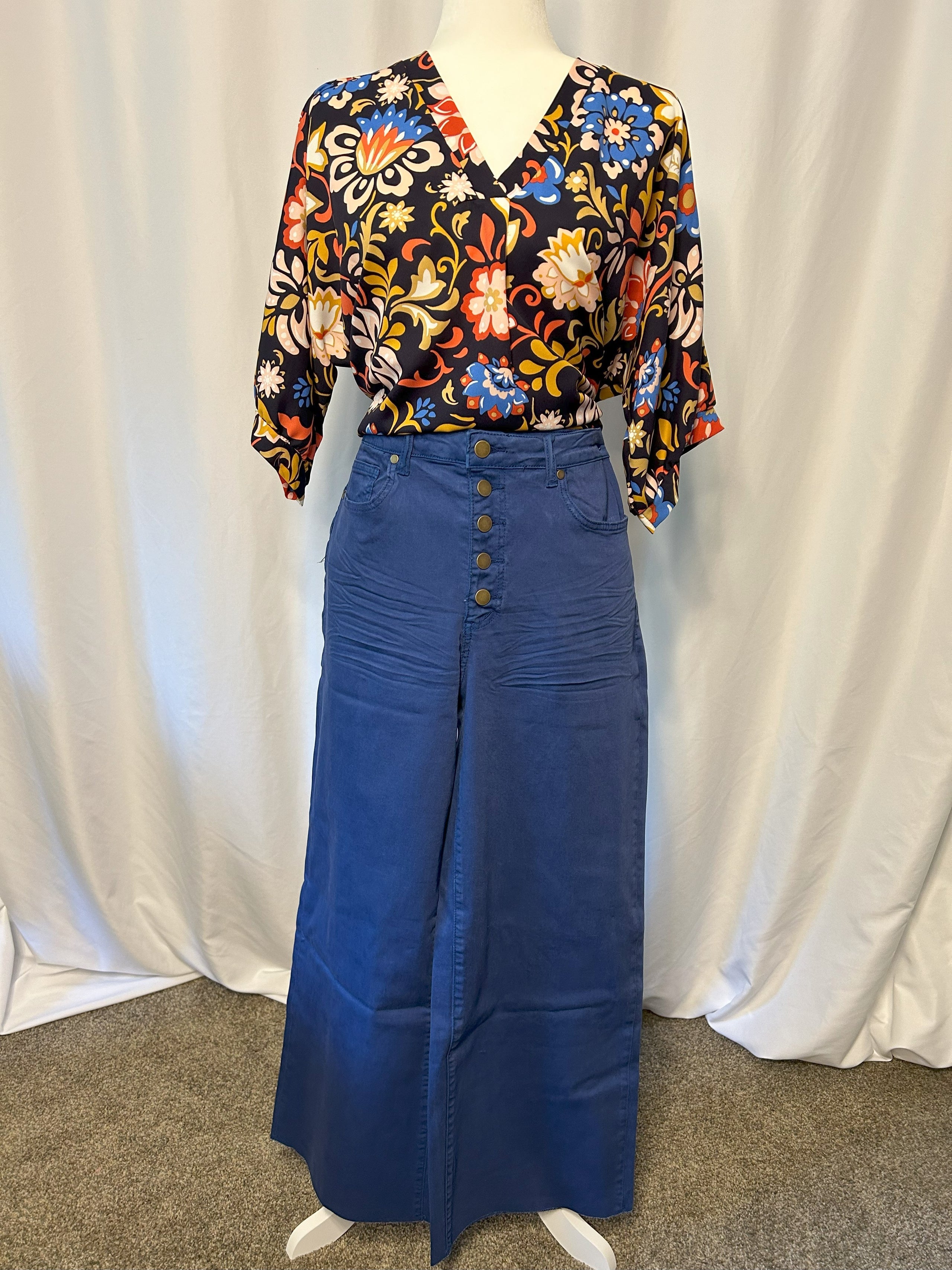 The Wendy Wide Leg Button Down Twill Pants