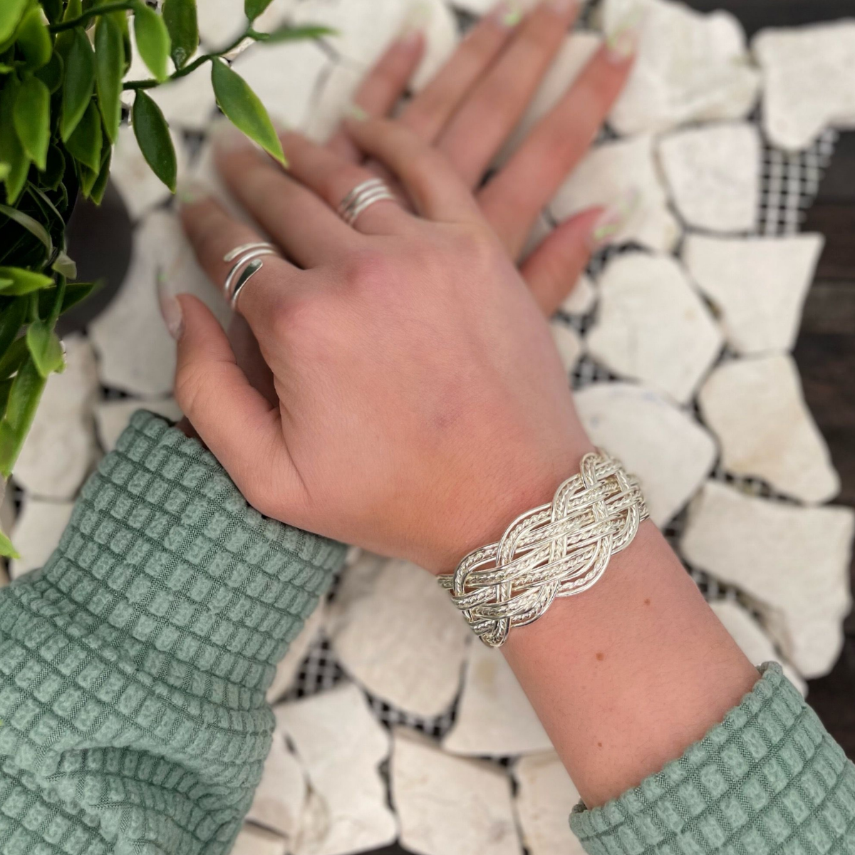 Silver Weave Cuff Bracelet