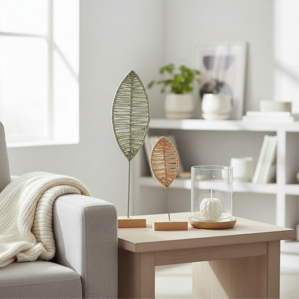 Woven Leaves on Stands - 2 Sizes Available