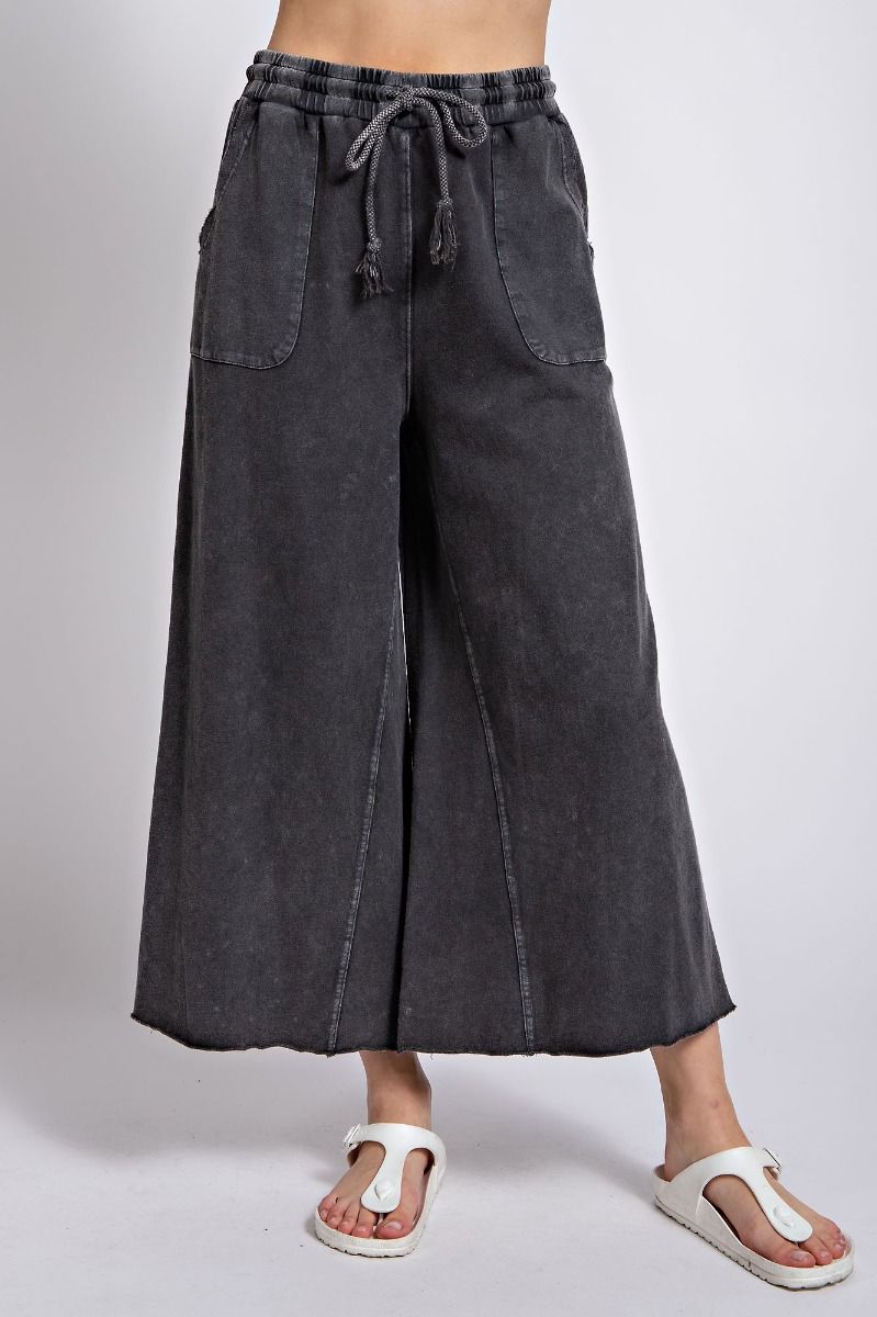 The Winnie Mineral Washed Terry Knit Wide Sweatpants - Plus Size
