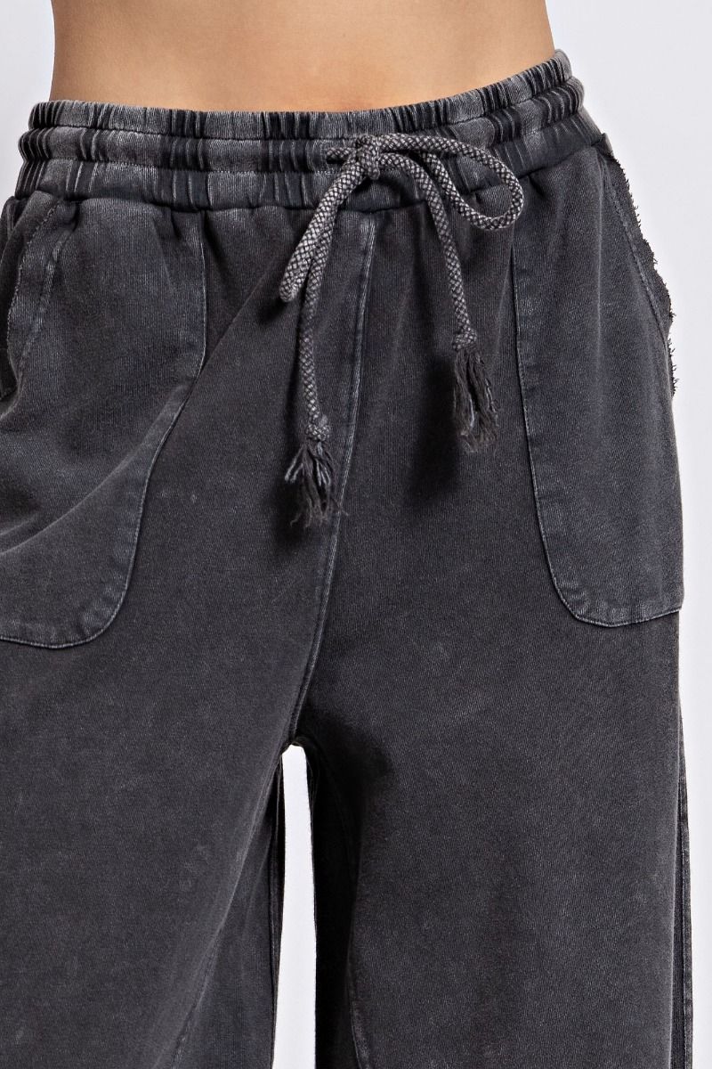 The Winnie Mineral Washed Terry Knit Wide Sweatpants - Plus Size
