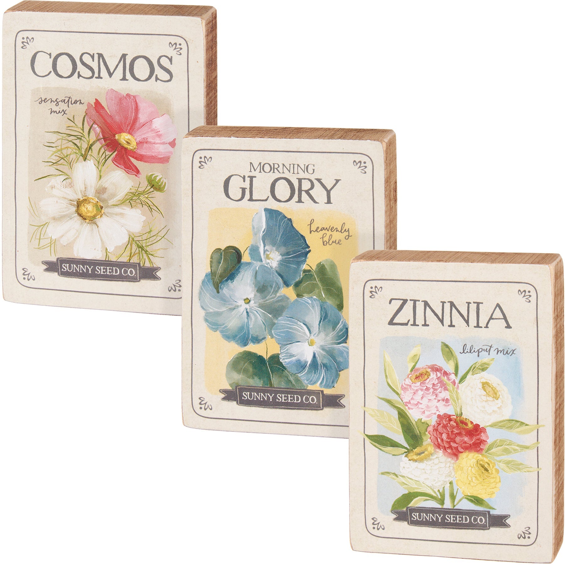 Flower Garden Seed Packet Wood Block Set