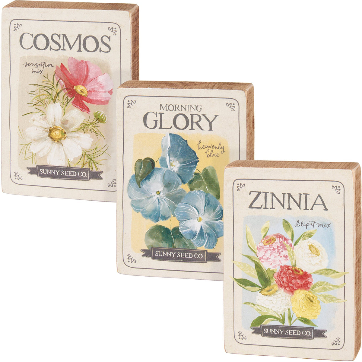 Flower Garden Seed Packet Wood Block Set