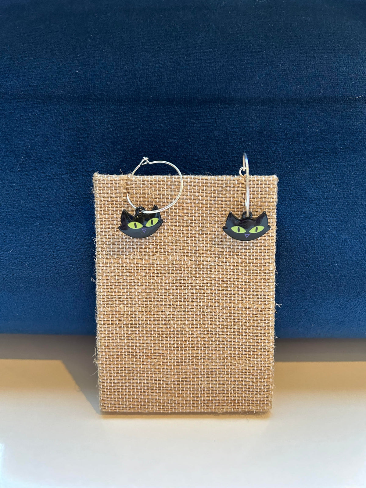 I've Got My Eyes on You Halloween Cat Earrings