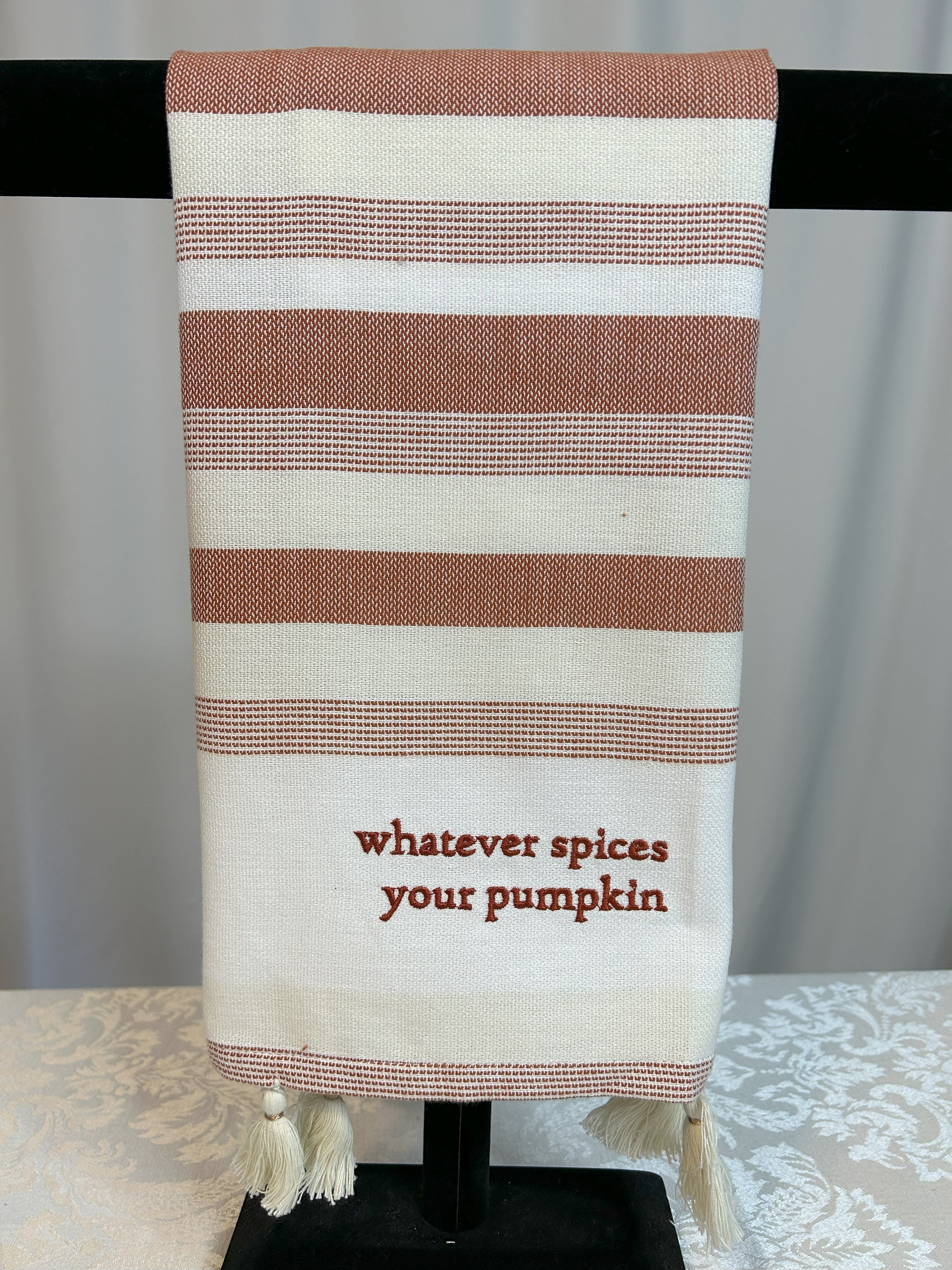 Whatever Spices Your Pumpkin Tassel Kitchen Towel